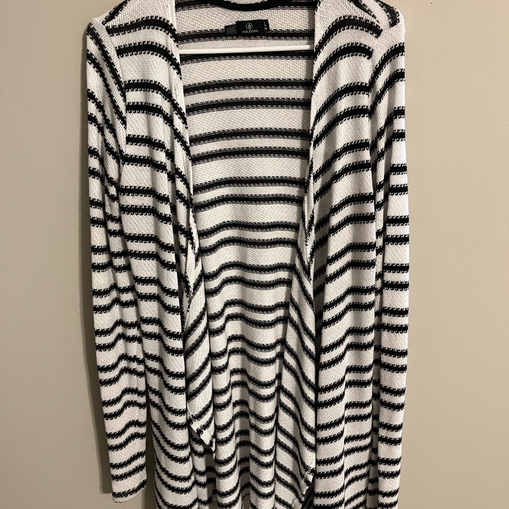 Volcom Black and White Knit Cardigan Sweater